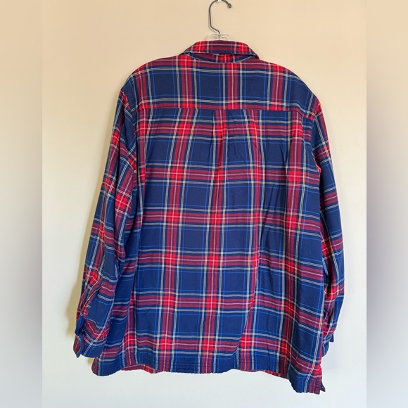 L.L. Bean Fleece Lined Plaid Button Up Shirt in Blue and Red - Picture 3 of 6